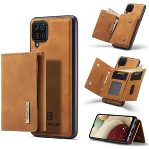 For Samsung Galaxy A12 5G DG.MING M1 Series 3-Fold Multi Card Wallet + Magnetic Back Cover Shockproof Case with Holder Function(Brown)