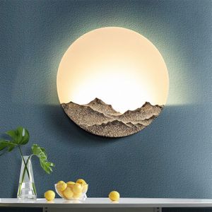 Chinese Style Wall Lamp LED Bedroom Bedside Lamp Living Room Decoration Lamps  Size:Mud Color Medium