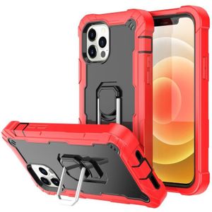 PC + Rubber 3-layers Shockproof Protective Case with Rotating Holder For iPhone 12 Mini(Red + Black)