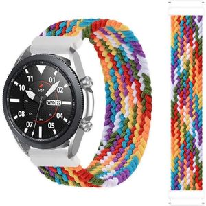 For Samsung Galaxy Watch 3 45mm Adjustable Nylon Braided Elasticity Replacement Strap Watchband  Size:125mm(Rainbow)