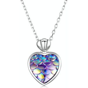 S925 Sterling zilveren visschaal hart vrouwen Nacklace-sieraden