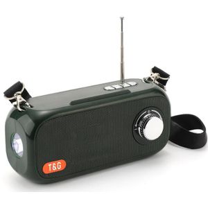 T&G TG613 TWS Solar Portable Bluetooth Speakers with LED Flashlight  Support TF Card / FM / AUX / U Disk(Dark Green)