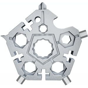 23 In 1 Five-Pointed Snowflake Wrench Combination Tool Mini EDC Portable Household Key Pendant(Silver)