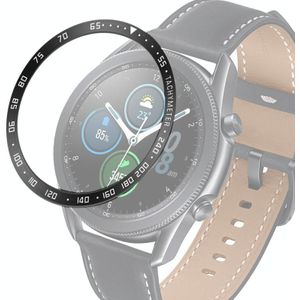 For Samsung Galaxy Watch 3 45mm Smart Watch Steel Bezel Ring  E Version(Black Ring White Letter)