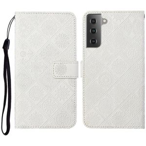For Samsung Galaxy S30 Ethnic Style Embossed Pattern Horizontal Flip Leather Case with Holder & Card Slots & Wallet & Lanyard(White)