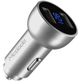 Mcdodo CC-3870 2-Ports USB LED Smart Digital Display Car Charger  For iPhone  iPad  Samsung  HTC  Sony  LG  Huawei  Lenovo  and other Smartphones or Tablet(Silver)