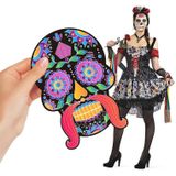 2 Sets Kinderen Kleurrijke Schedel Hoofd Halloween Scratch Painting DIY Ornamenten Bloem Skull Sticker (12 Stks / Set)