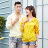 Lovers Hooded Outdoor Windproof And UV Proof Sun Proof Clothes (Color:Yellow Size:L)