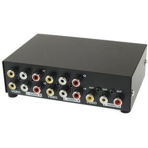 4 Port Input 1 Output Audio Video AV RCA Switch Box