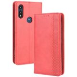 For Motorola Moto E (2020) Magnetic Buckle Retro Crazy Horse Texture Horizontal Flip Leather Case  with Holder & Card Slots & Photo Frame(Red)