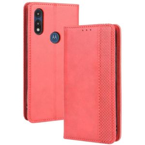 For Motorola Moto E (2020) Magnetic Buckle Retro Crazy Horse Texture Horizontal Flip Leather Case  with Holder & Card Slots & Photo Frame(Red)
