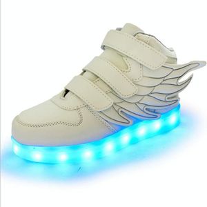 Kinderen kleurrijke lichte schoenen LED opladen lichtgevende schoenen  grootte: 36 (wit)