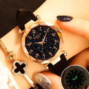 XIAOYA Fashion Women Star Sky Dial PU Leather Belt Quartz Wrist Watches(Black)
