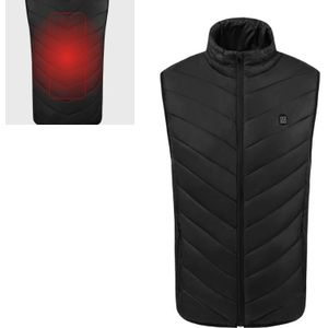 USB Security Smart Constant Temperature Fever Men Stand Collar Cotton Vest (Color:Black Size:S)