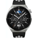 Voor Huawei Watch GT3 Pro 46 mm tweekleurige siliconen horlogeband met rond gat (zwart wit)