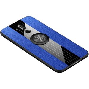 For Huawei Mate 20 Lite / Maimang 7 XINLI Stitching Cloth Textue Shockproof TPU Protective Case with Ring Holder(Blue)
