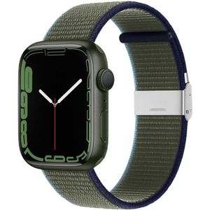 Metal Buckle Nylon Strap For Apple Watch Series 8&7 41mm / SE 2&6&SE&5&4 40mm / 3&2&1 38mm(Olive Green)