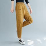 Plus Size Womens High Waist Loose Slim Cotton Casual Pants Harem Pants (Kleur: Khaki Size:XL)