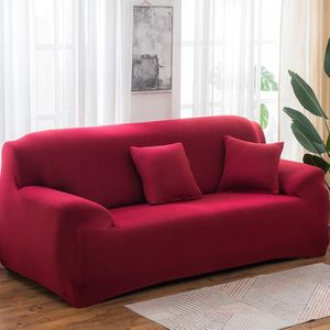 Four Seasons Solid Color Elastic Full Coverage Non-slip Sofa Cover(Wine Red)