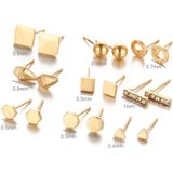 9 Pair Sets Assorted Multiple Stud Earrings Jewelry Set With Card For Women And Girls(Gold)