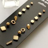 9 Pair Sets Assorted Multiple Stud Earrings Jewelry Set With Card For Women And Girls(Gold)