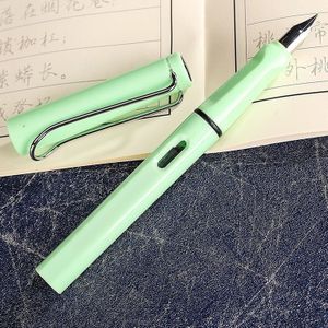 3 PCS School Office Extra Fine Titanium Alloy Nib Transparent Piston Fountain Pen(Light Green)  Random Delivery (0.5mm/0.38mm Nib)