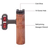 PULUZ Universal Side Wooden Handle Handgrip with Cold Shoe for DSLR Camera Cage(Bronze)