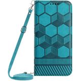 For Samsung Galaxy S21 FE 5G Crossbody Football Texture Magnetic PU Phone Case(Light Blue)