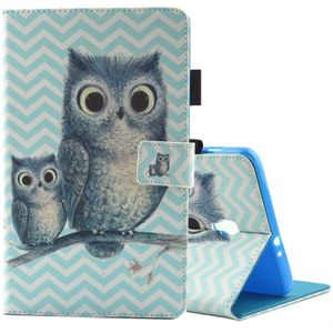 For Galaxy Tab A 8.0  / T380 & T385 Wave Owl Pattern Horizontal Flip Leather Case with Holder & Card Slots