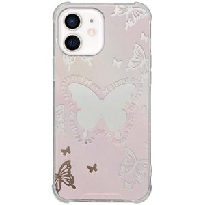 For iPhone 11 Color Painted Mirror Phone Case(Pink Butterfly)