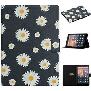 For Amazon Kindle Fire HD 8 (2020) Flower Pattern Horizontal Flip Leather Case with Card Slots & Holder(Small Daisies)