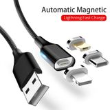 M11 3 in 1 3A USB to 8 Pin + Micro USB + USB-C / Type-C Nylon Braided Magnetic Data Cable  Cable Length: 1m (Silver)