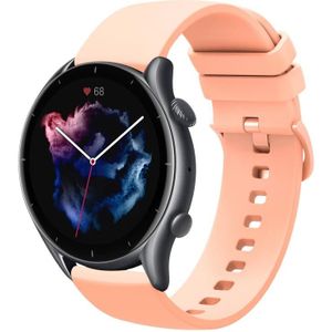 For Amazfit GTR 3 Pro 22mm Solid Color Soft Silicone Watch Band(Pink)