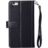 For iPhone 6 Plus & 6s Plus Multifunctional Zipper Horizontal Flip Leather Case with Holder & Wallet & 9 Card Slots & Lanyard(Black)