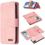 For Samsung Galaxy A51 Detachable Frosted Magnetic Horizontal Flip Leather Case with Card Slots & Holder & Zipper Wallet & Photo Frame(Pink)
