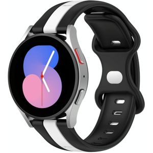 Voor Samsung Galaxy Watch5 40 mm 20 mm vlindergesp tweekleurige siliconen horlogeband (zwart + wit)