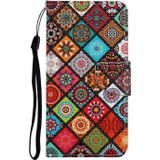 For Samsung Galaxy A12 Colored Drawing Pattern Horizontal Flip Leather Case with Holder & Card Slots & Wallet & Lanyard(Ethnic Style)