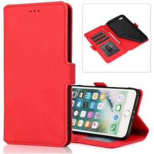 For iPhone 8 Plus / 7 Plus Retro Magnetic Closing Clasp Horizontal Flip Leather Case with Holder & Card Slots & Photo Frame & Wallet(Red)