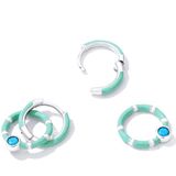 S925 Sterling Silver Turquoise Double Hoop Ear Buckle Women Earrings