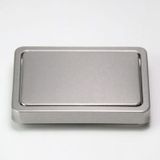 Embedded Type Stainless Steel Swing Cover Flip Kitchen Countertop Trash Can Lid  Cap  Size:Square 16.2x22.7cm(Silver)