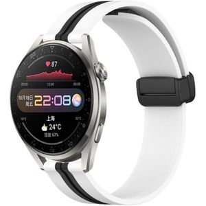 Voor Huawei Watch 3 Pro 22 mm opvouwbare magnetische sluiting siliconen horlogeband (wit + zwart)