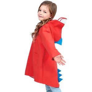Cartoon Dinosaur Children Fashion Raincoat Size: XL(Red)