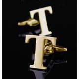 1 pair gold letters A-Z name Cufflinks men French shirt Cufflinks(T)