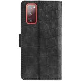 For Samsung Galaxy S20 FE Skin Feel Crocodile Texture Magnetic Clasp Horizontal Flip PU Leather Case with Holder & Card Slots & Wallet(Black)