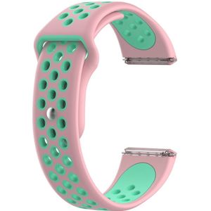 For Fitbit Versa Two-tone Silicone Replacement Wrist Strap Watchband(Pink + Green)