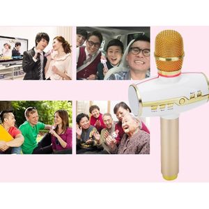 H9 High Sound Quality Handheld KTV Karaoke Recording Colorful RGB Neon Lights Bluetooth Wireless Condenser Microphone  For Notebook  PC  Speaker  Headphone  iPad  iPhone  Galaxy  Huawei  Xiaomi  LG  HTC and Other Smart Phones (Gold)