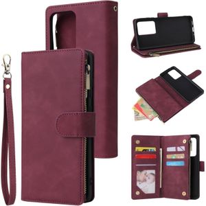 For Galaxy S20 Ultra Multifunctional Horizontal Flip Leather Case  with Card Slot & Holder & Zipper Wallet & Photo Frame(Red Wine)