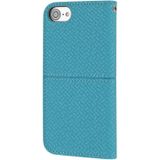 Woven Texture Stitching Magnetic Horizontal Flip PU Leather Case with Holder & Card Slots & Wallet & Lanyard For iPhone SE 2020 / 8 / 7(Blue)