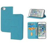 Woven Texture Stitching Magnetic Horizontal Flip PU Leather Case with Holder & Card Slots & Wallet & Lanyard For iPhone SE 2020 / 8 / 7(Blue)