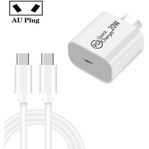 1M AU-20W PD USB-C / TYPE-C reislader met Type-C naar TYPE-C-gegevenskabel  AU-stekker